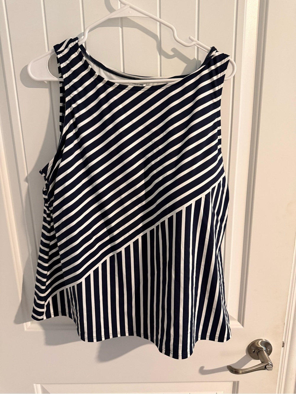 Lands End Navy & White Striped Sleeveless Women’s Tankini top 20W